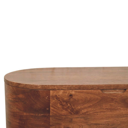 Curved Almond Oval Solid Wood Storage Trunk