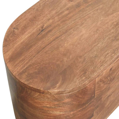 Curved Almond Oval Solid Wood Storage Trunk
