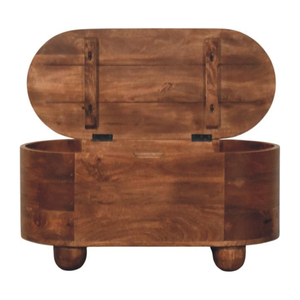 Curved Almond Oval Solid Wood Storage Trunk