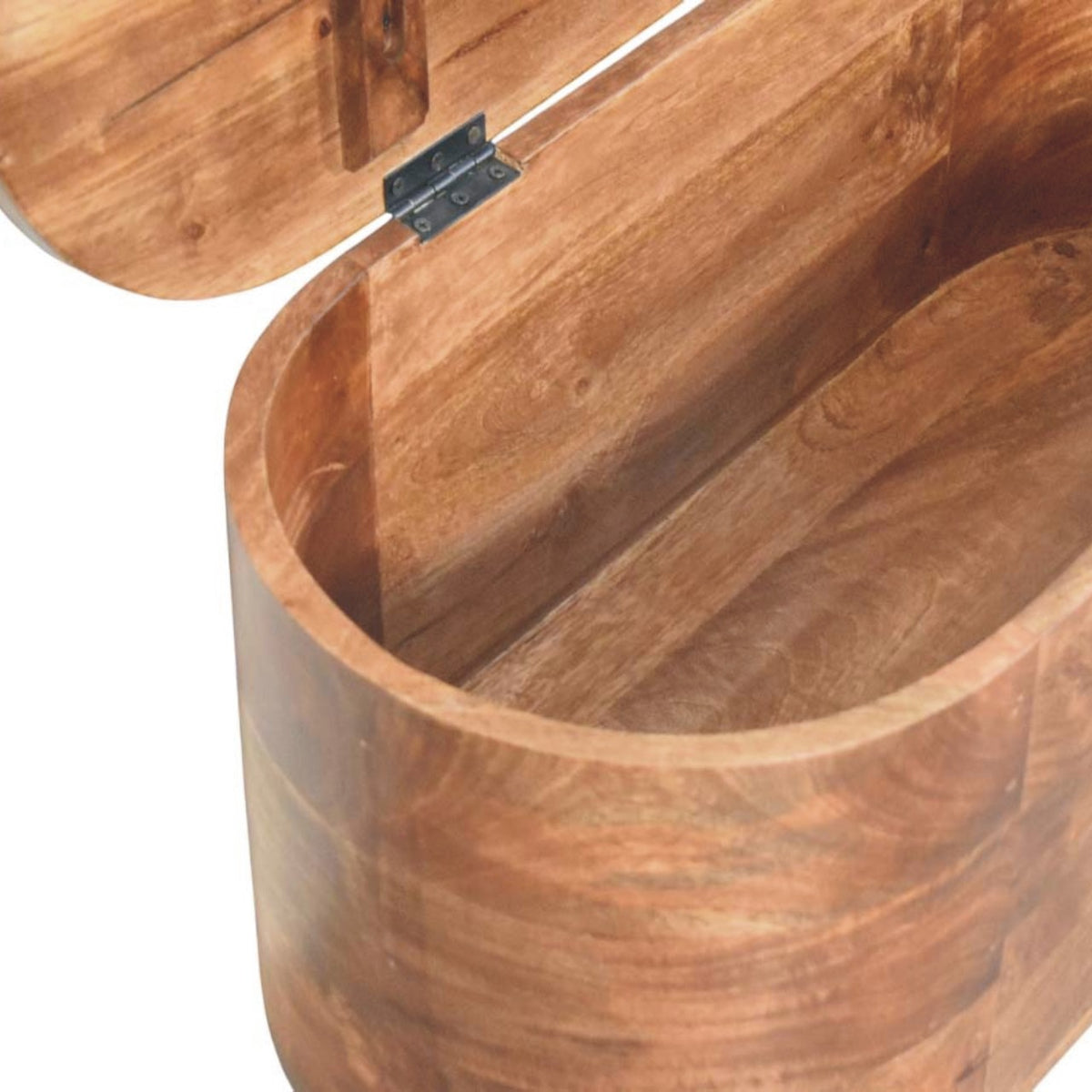 Curved Almond Oval Solid Wood Storage Trunk