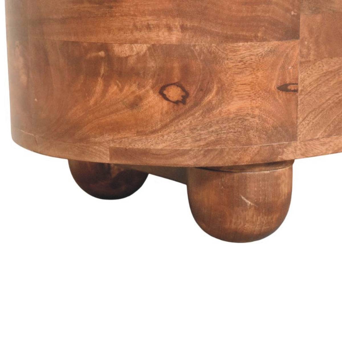 Curved Almond Oval Solid Wood Storage Trunk