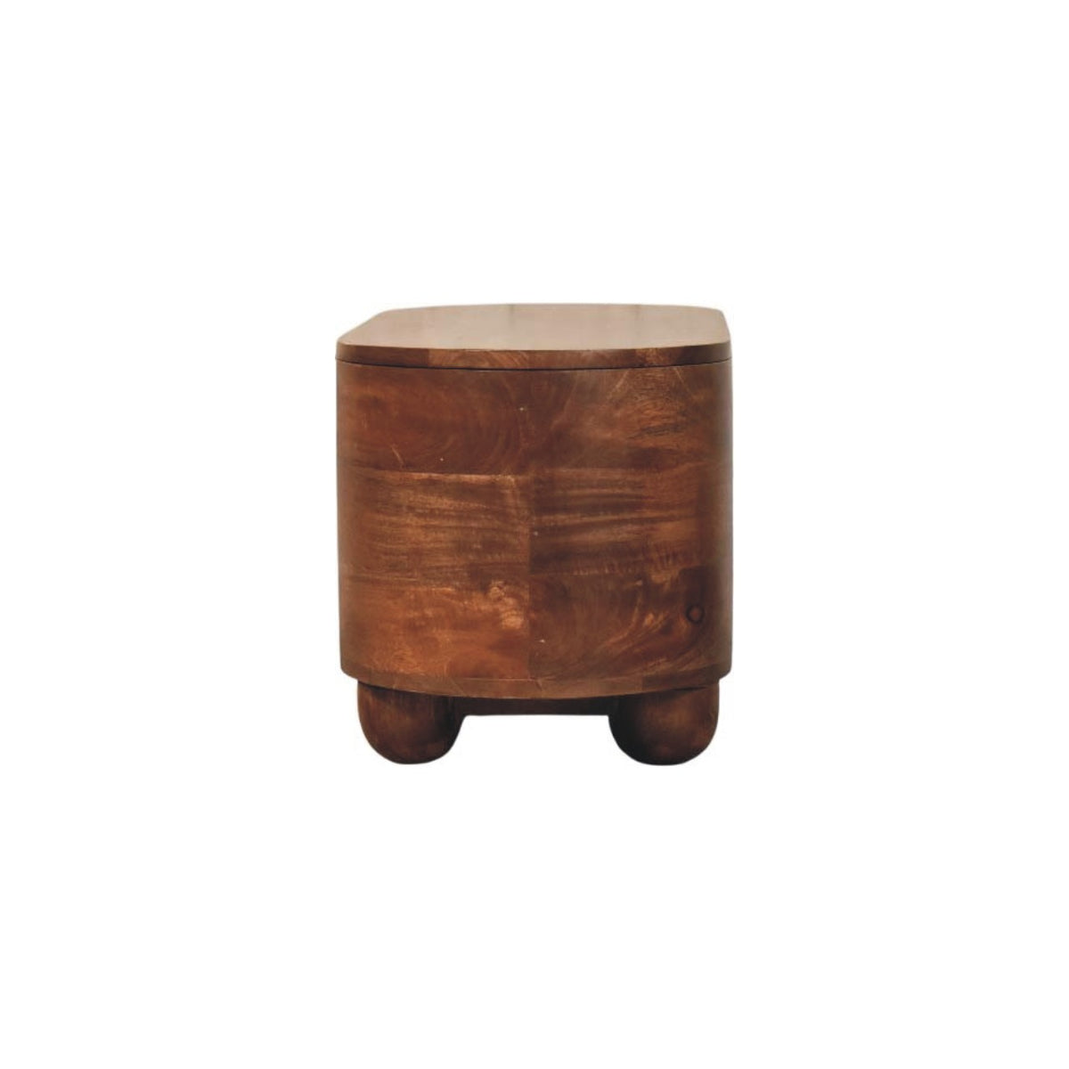 Curved Almond Oval Solid Wood Storage Trunk