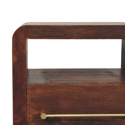 Melrose Smoked Oak 1 Drawer Open Nightstand