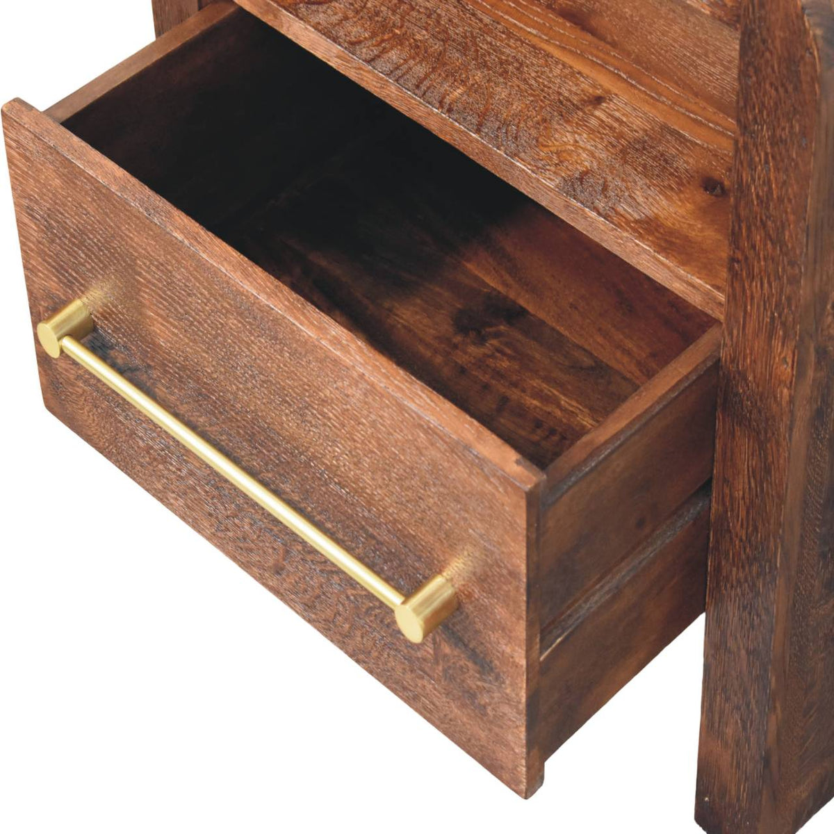Melrose Smoked Oak 1 Drawer Open Nightstand