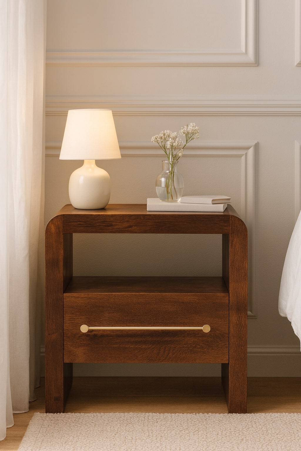 Melrose Smoked Oak 1 Drawer Open Nightstand