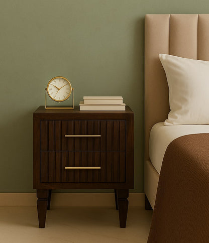 Highland Fluted Mocha 2 Drawer Nightstand