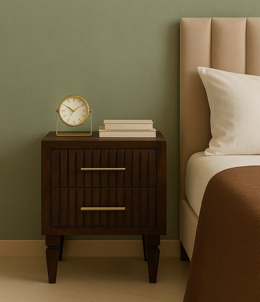 Highland Fluted Mocha 2 Drawer Nightstand