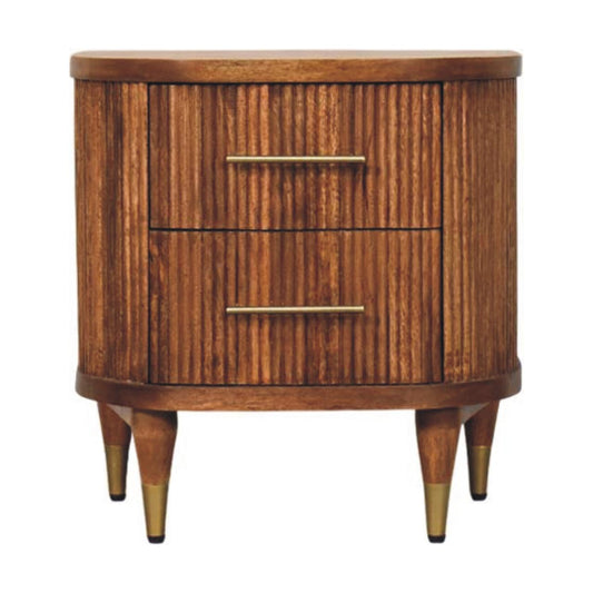 Highland Amber Oak Ribbed Bedside Table
