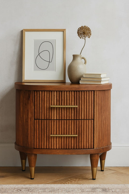 Highland Amber Oak Ribbed Bedside Table