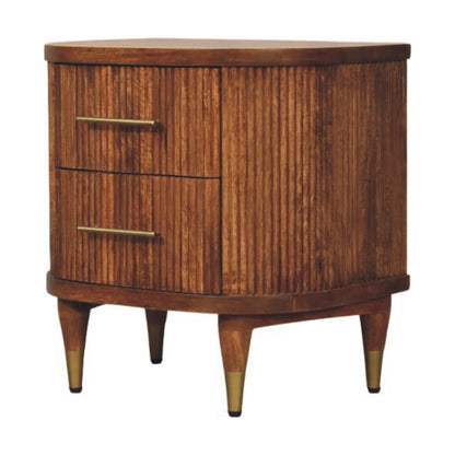 Highland Amber Oak Ribbed Bedside Table
