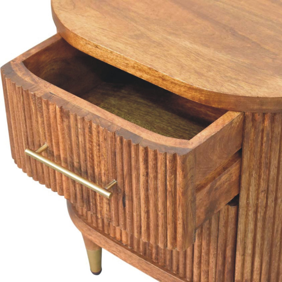 Highland Amber Oak Ribbed Bedside Table