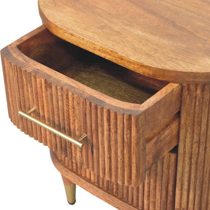 Highland Amber Oak Ribbed Bedside Table
