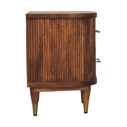Highland Amber Oak Ribbed Bedside Table