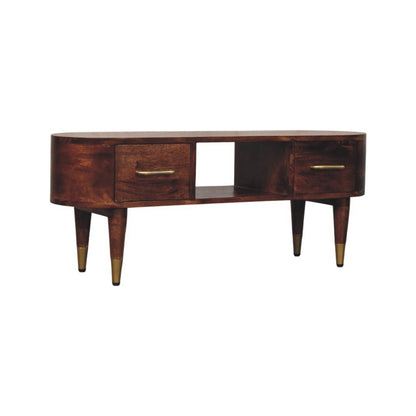 Bellevue Roasted Almond Curved TV Console