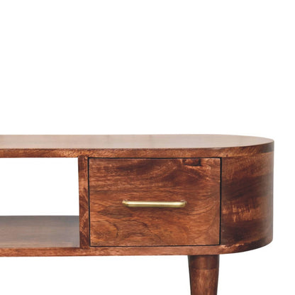 Bellevue Roasted Almond Curved TV Console