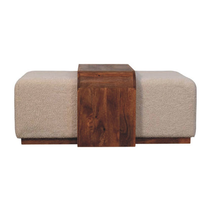 Bouclé Montauk Arden Bench Duo with Solid Wood Table