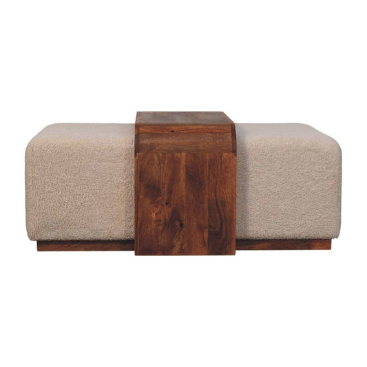Bouclé Montauk Arden Bench Duo with Solid Wood Table