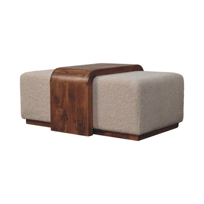 Bouclé Montauk Arden Bench Duo with Solid Wood Table