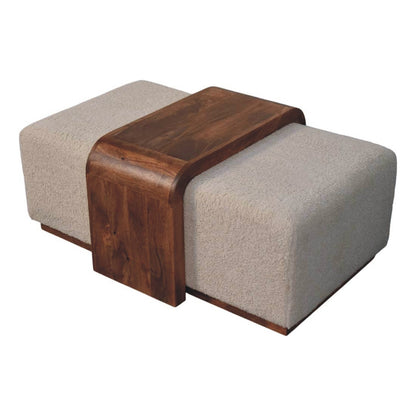 Bouclé Montauk Arden Bench Duo with Solid Wood Table