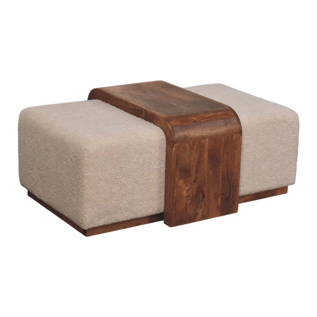 Bouclé Montauk Arden Bench Duo with Solid Wood Table