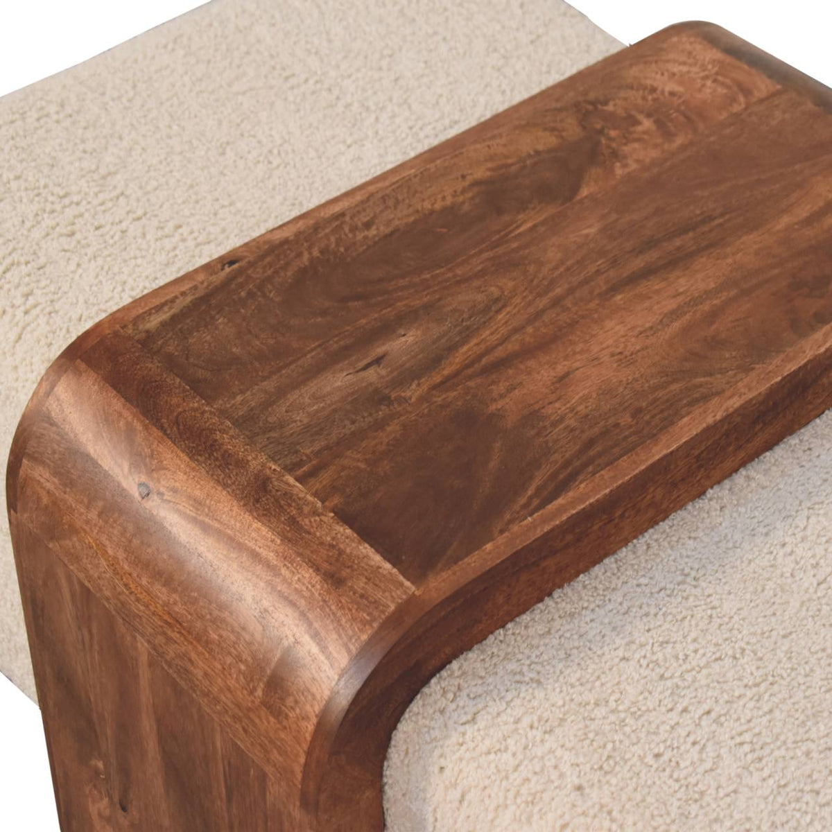Bouclé Montauk Arden Bench Duo with Solid Wood Table