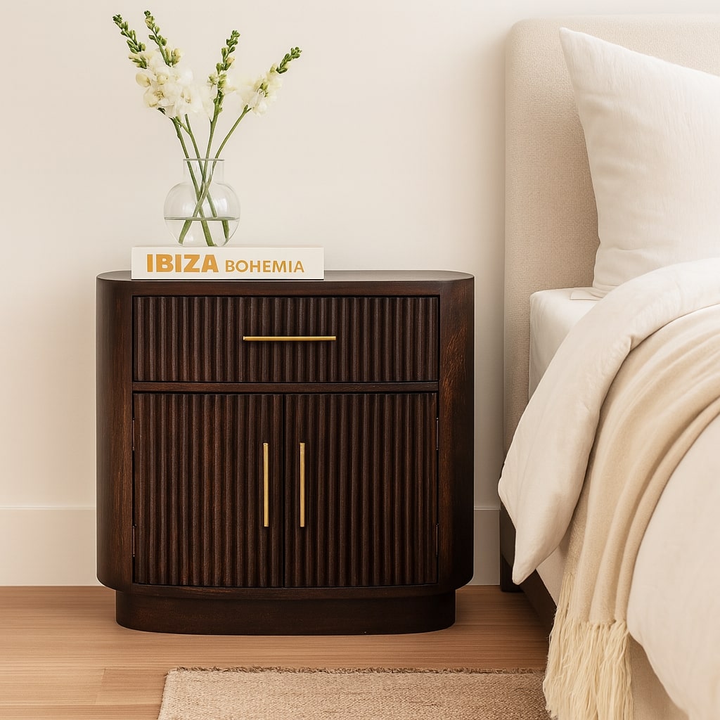Highland Fluted Mocha 1 Drawer Nightstand