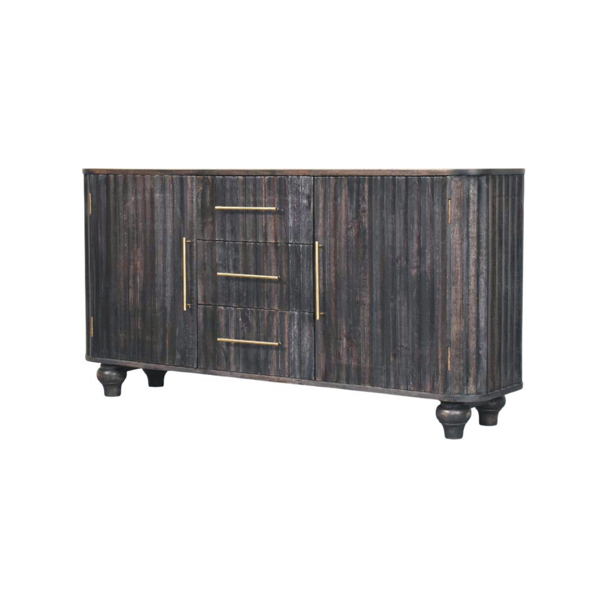 Highland Carbon Ash 3 Drawer 2 Door Sideboard