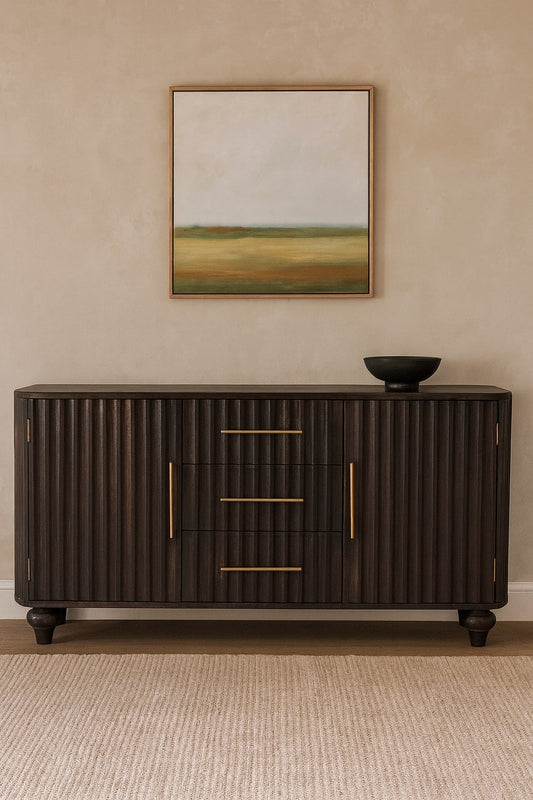 Highland Carbon Ash 3 Drawer 2 Door Sideboard