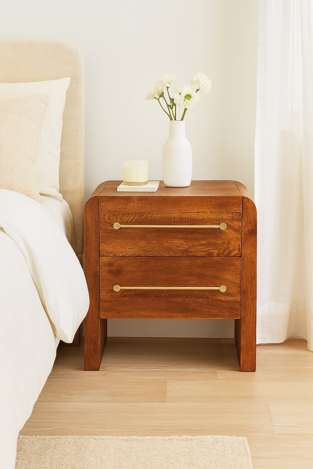 Melrose Oak 2 Drawer Bedside Table