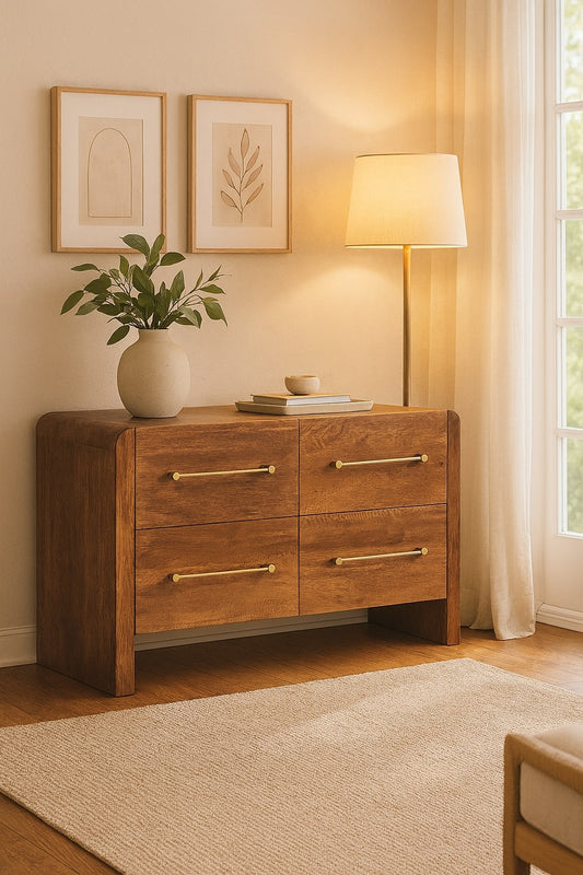 Melrose Oak 4 Drawer Dresser Chest