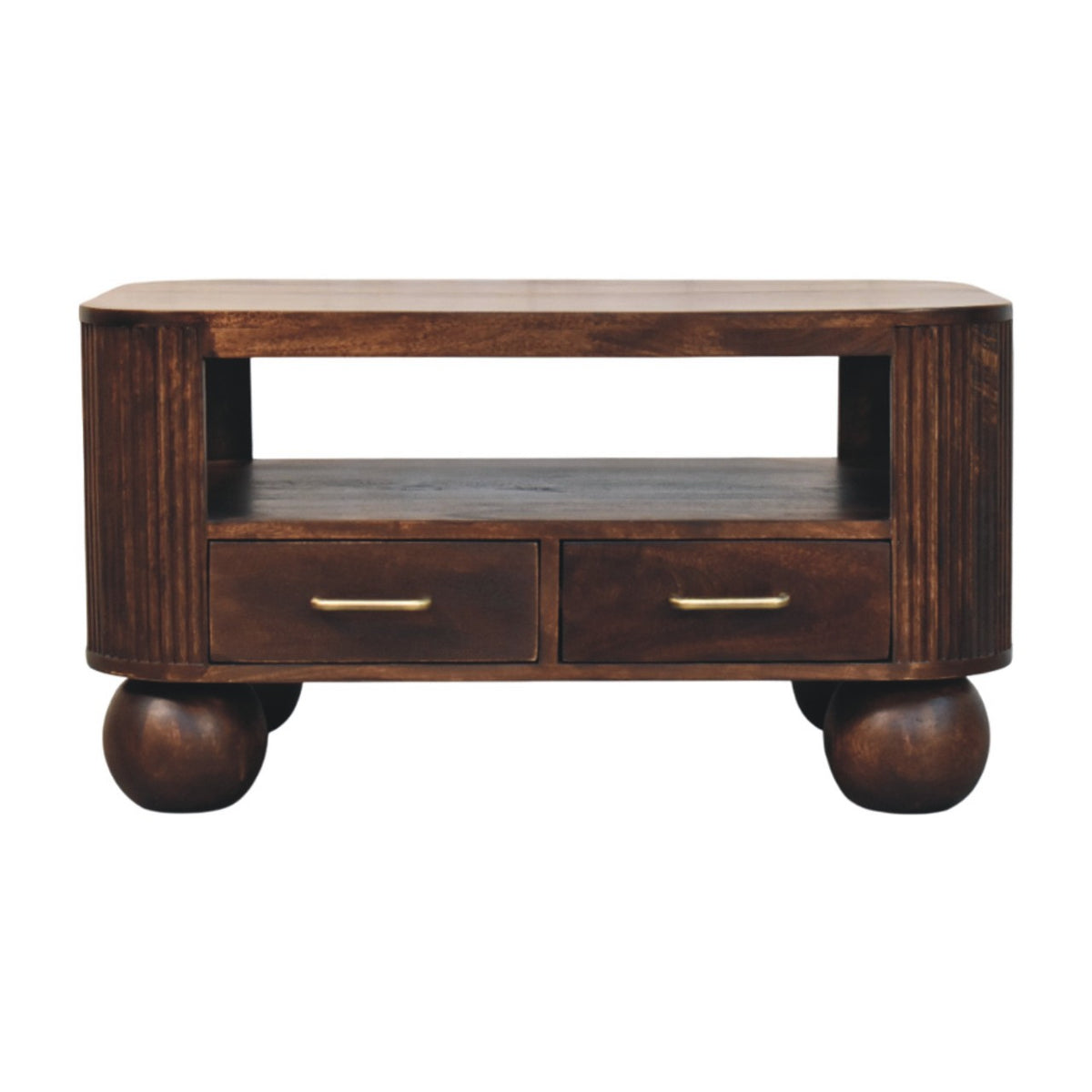 Highland Walnut 4-Drawer Sphere Table