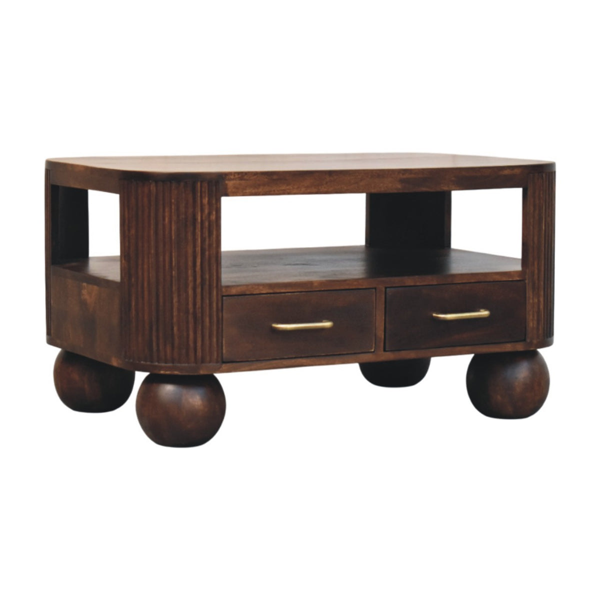 Highland Walnut 4-Drawer Sphere Table