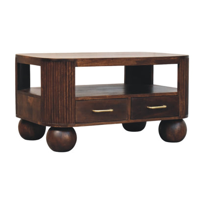 Highland Walnut 4-Drawer Sphere Table