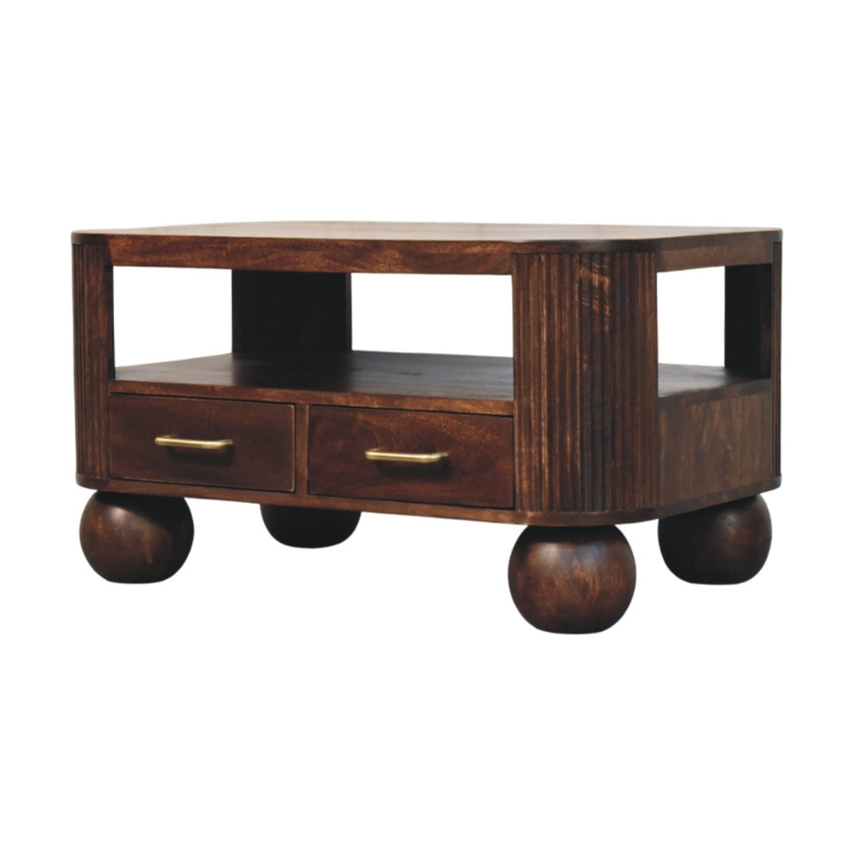 Highland Walnut 4-Drawer Sphere Table