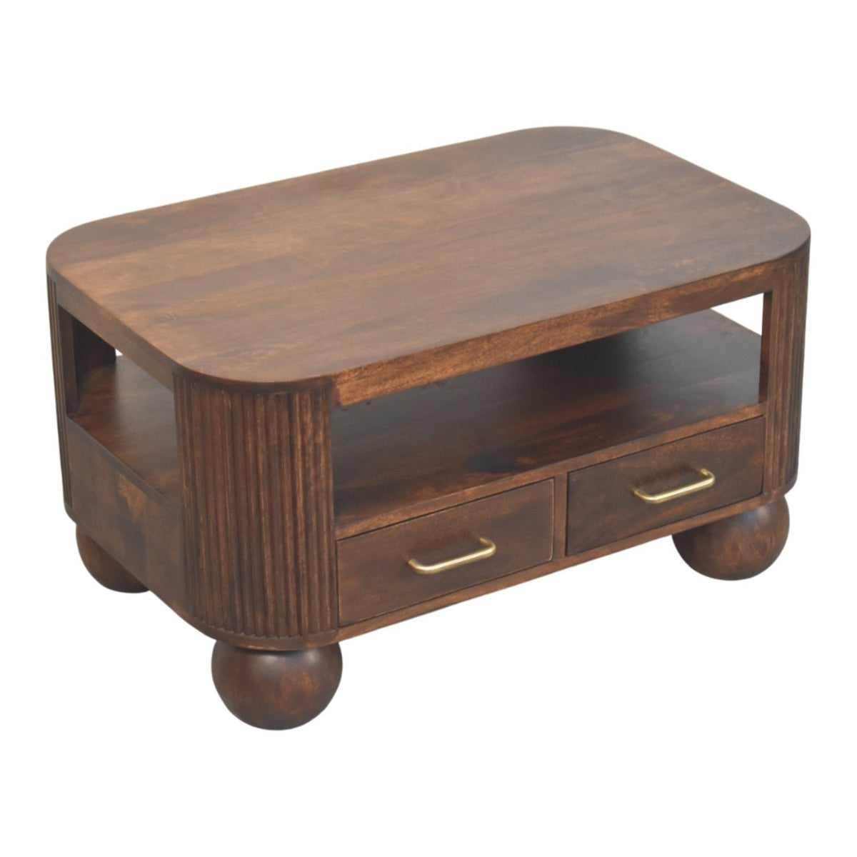 Highland Walnut 4-Drawer Sphere Table