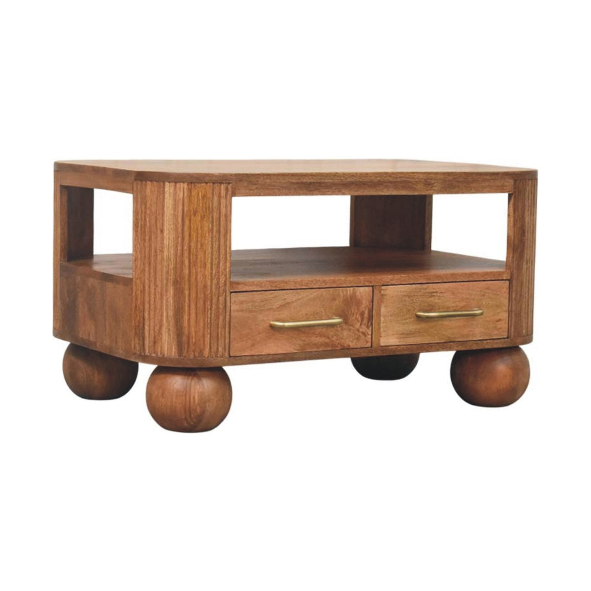 Highland Fluted 4 Drawer Wood Coffee Table