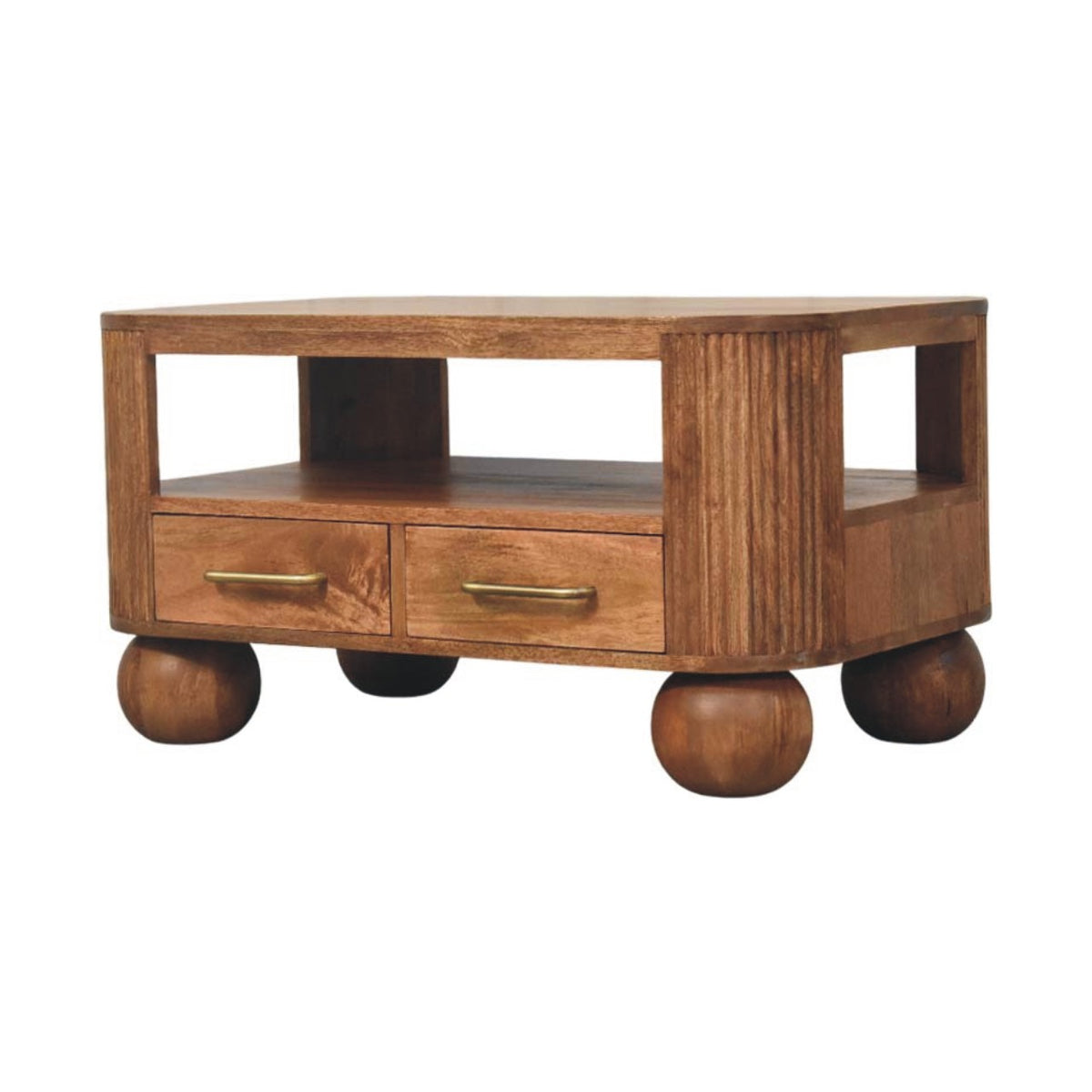 Highland Fluted 4 Drawer Wood Coffee Table