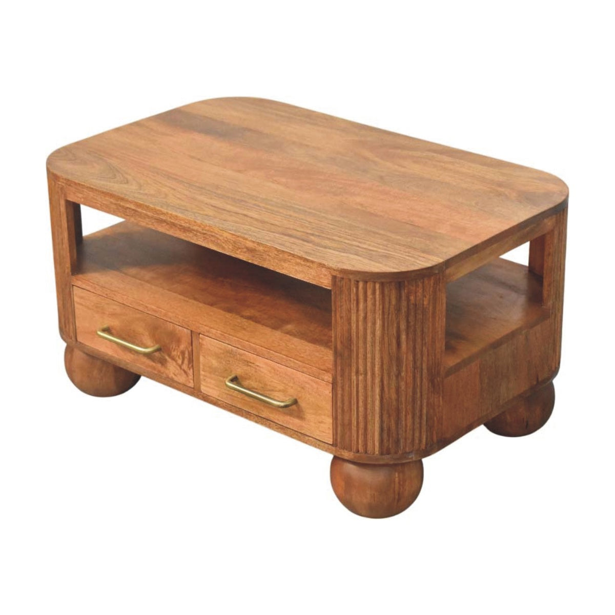 Highland Fluted 4 Drawer Wood Coffee Table