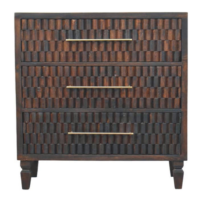 Santa Fe Carved Mocha Wood Chest of Drawers