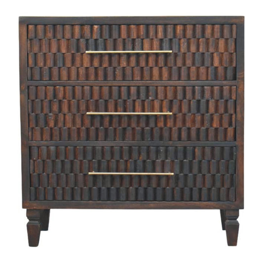 Santa Fe Carved Mocha Wood Chest of Drawers