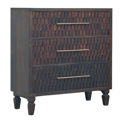 Santa Fe Carved Mocha Wood Chest of Drawers