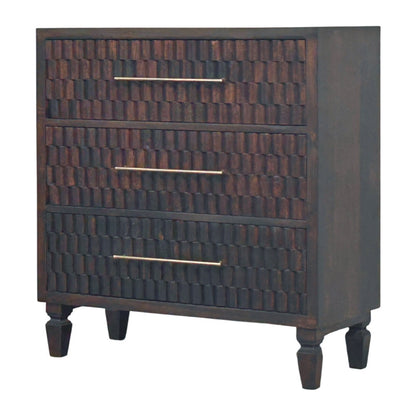 Santa Fe Carved Mocha Wood Chest of Drawers