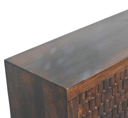 Santa Fe Carved Mocha Wood Chest of Drawers