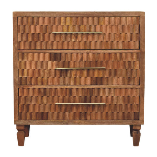 Santa Fe Carved Teak Wood Chest of Drawers