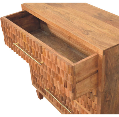 Santa Fe Carved Teak Wood Chest of Drawers