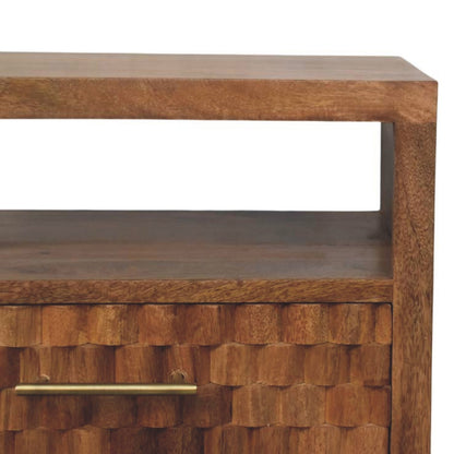 Santa Fe Carved Teak 2 Drawer Nightstand