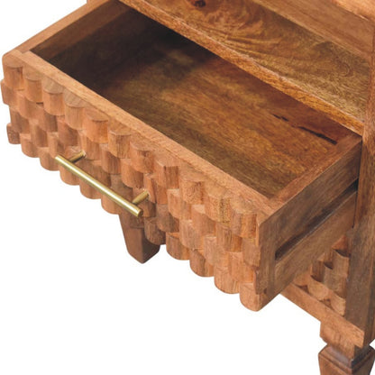 Santa Fe Carved Teak 2 Drawer Nightstand