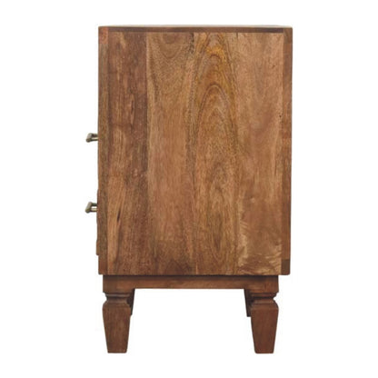 Santa Fe Carved Teak 2 Drawer Nightstand