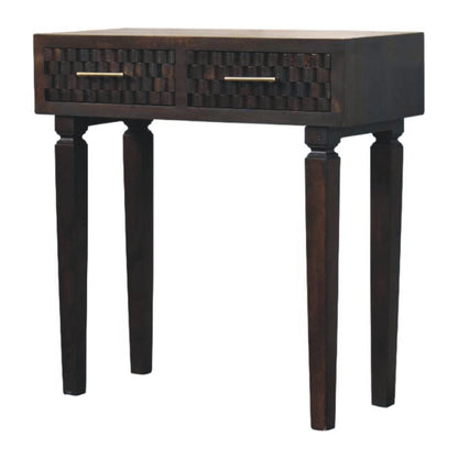 Santa Fe Carved Mocha Slim Console Table
