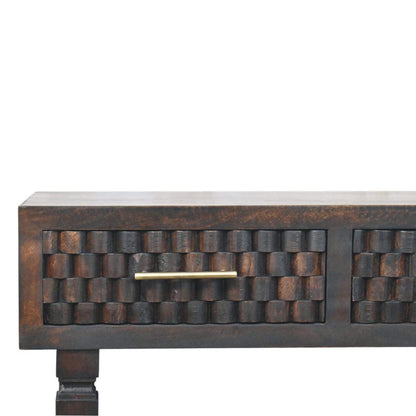 Santa Fe Carved Mocha Slim Console Table